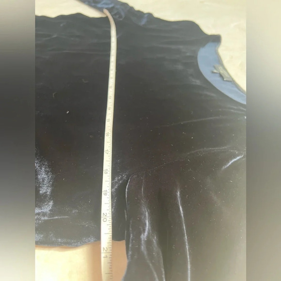 Antonelli Velvet Top Viscose Silk Blend Round Neck Long Sleeve Blue Navy Sz US 8 - Picture 6 of 9